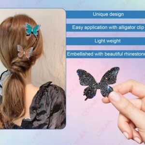 Seventeen blue metal butterfly hair clip